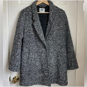 Old Navy pea coat black and white marble print